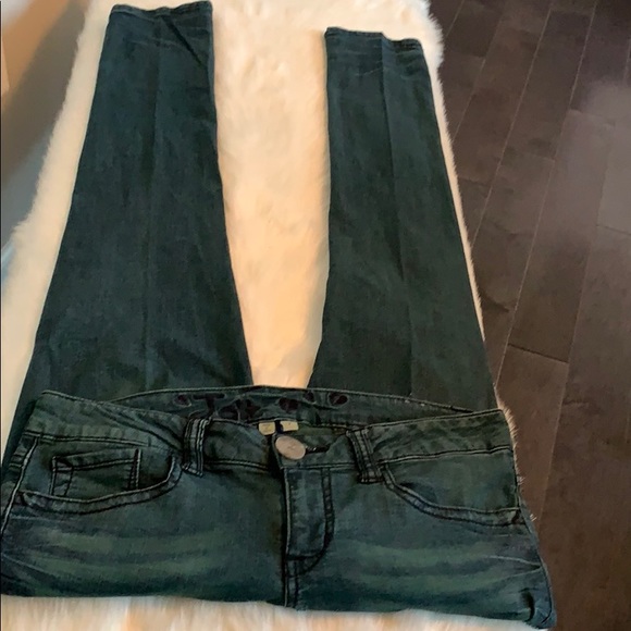 Jolt Rhinestone accented straight leg blue jeans - Picture 2 of 6